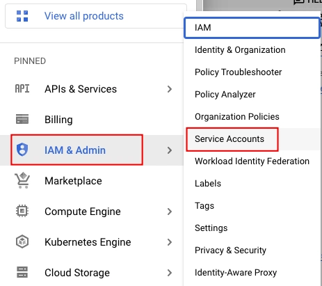 Index API Kurulumu: Service Accounts